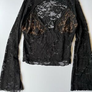 Black Lace Long Sleeve Top